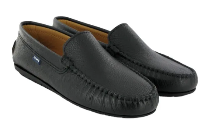 Altanta Mocassin Black Grainy Leather Loafer