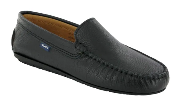 Altanta Mocassin Black Grainy Leather Loafer