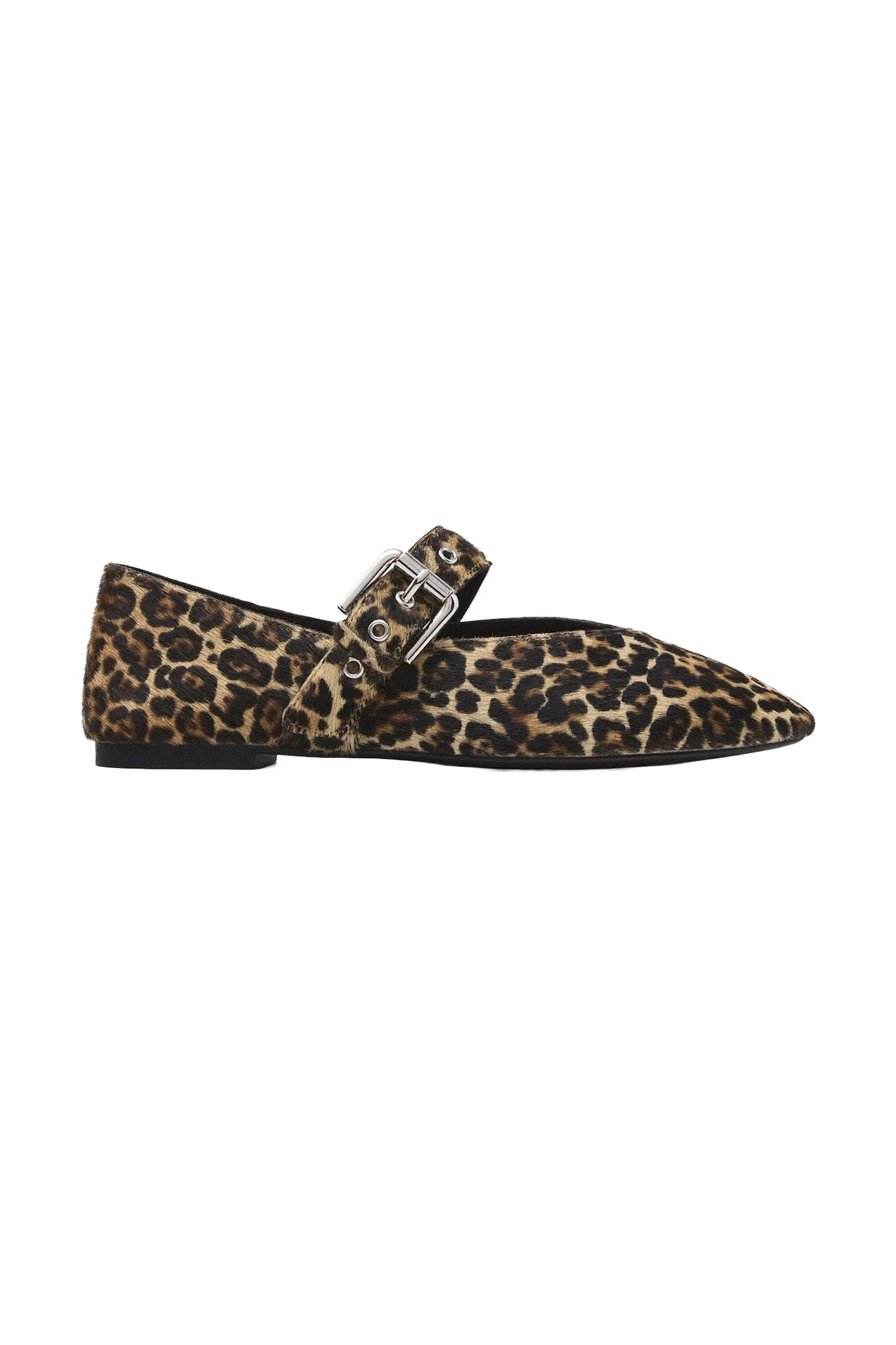 Animal Print Ballet Flats with Buckle