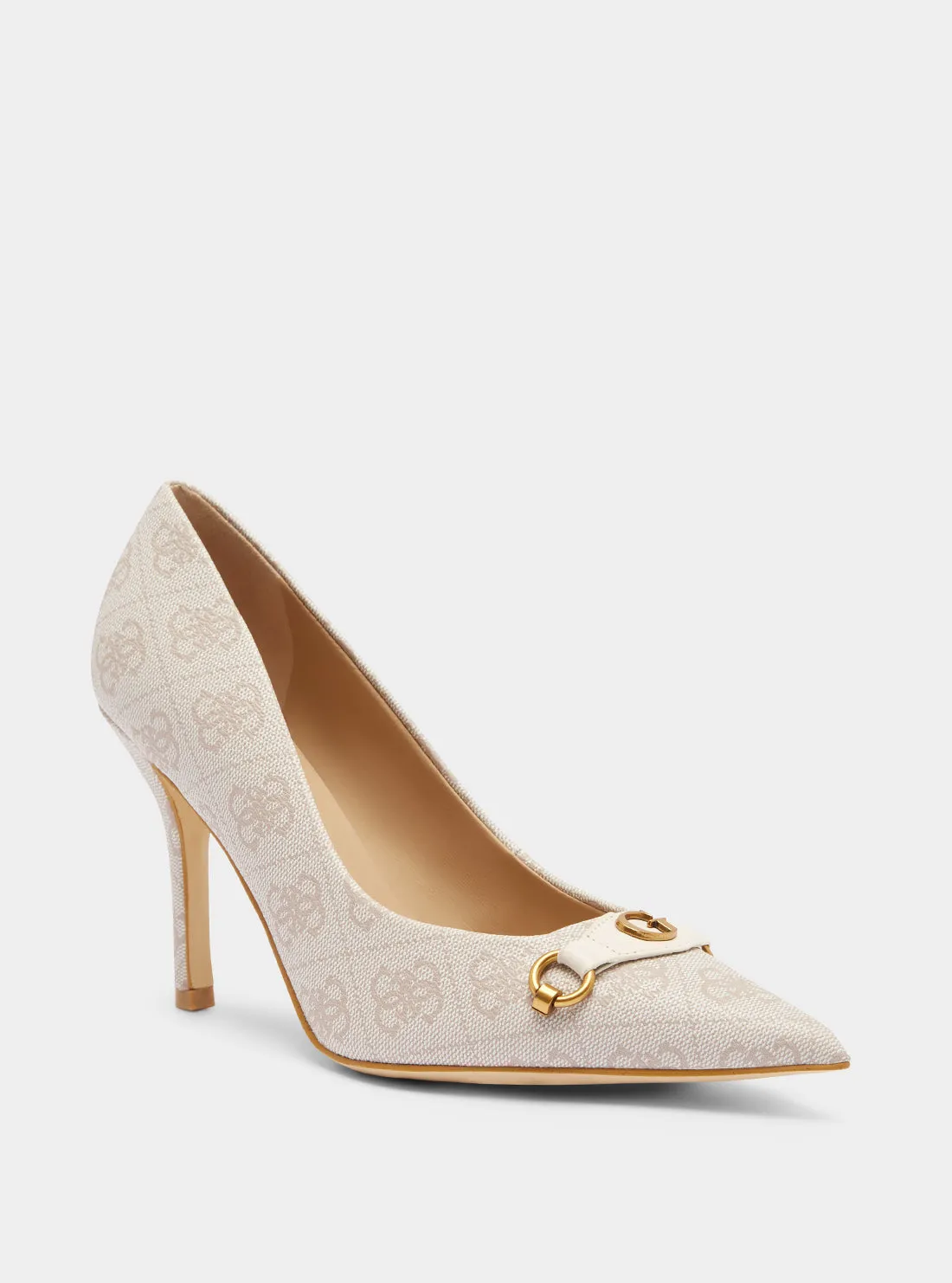 Beige Logo Scalee Stiletto Heels