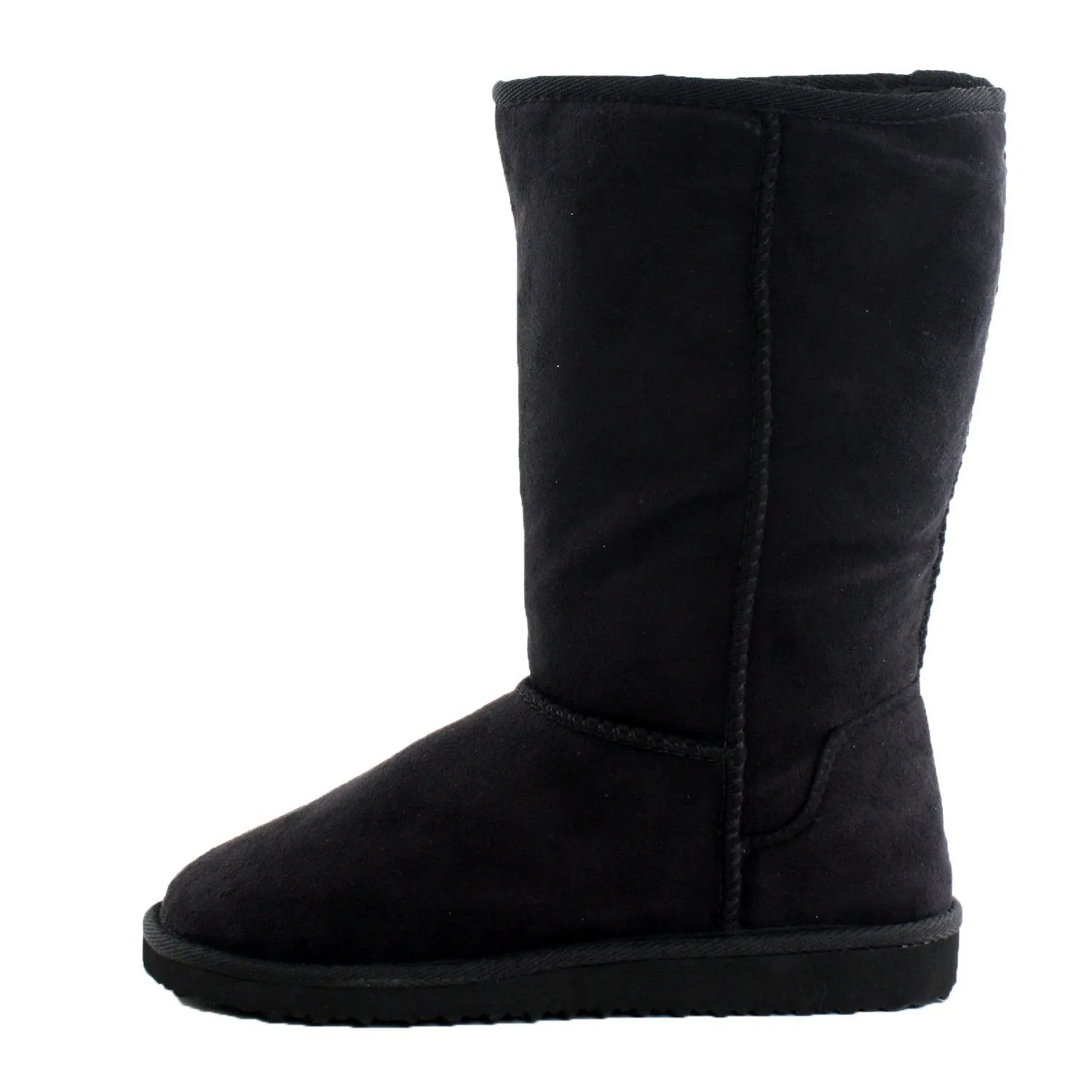 Black Furry Winter Boots Vegan Fleece Women