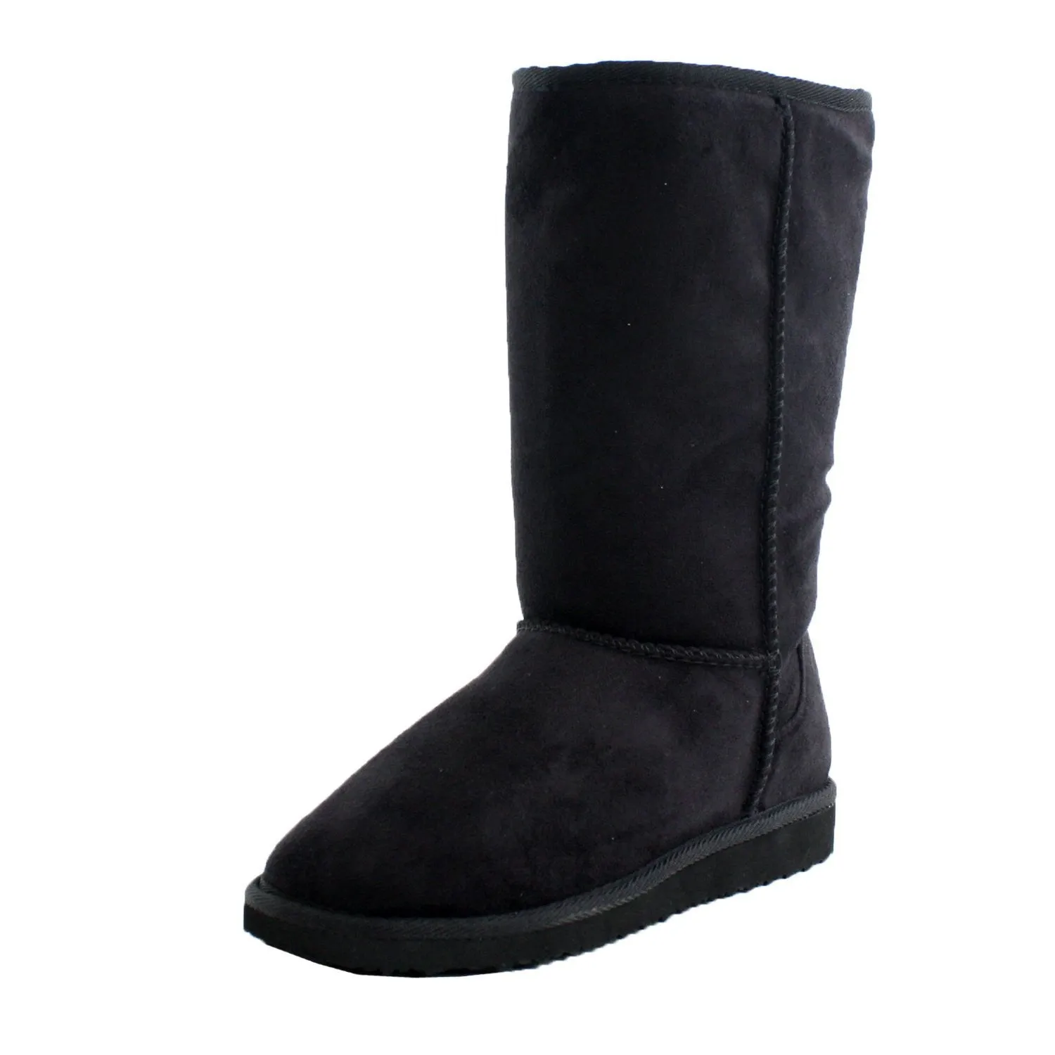 Black Furry Winter Boots Vegan Fleece Women