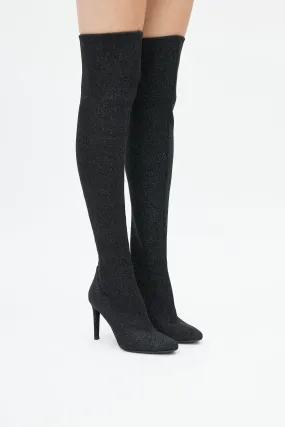 Black Glitter Felicity Over The Knee Boot