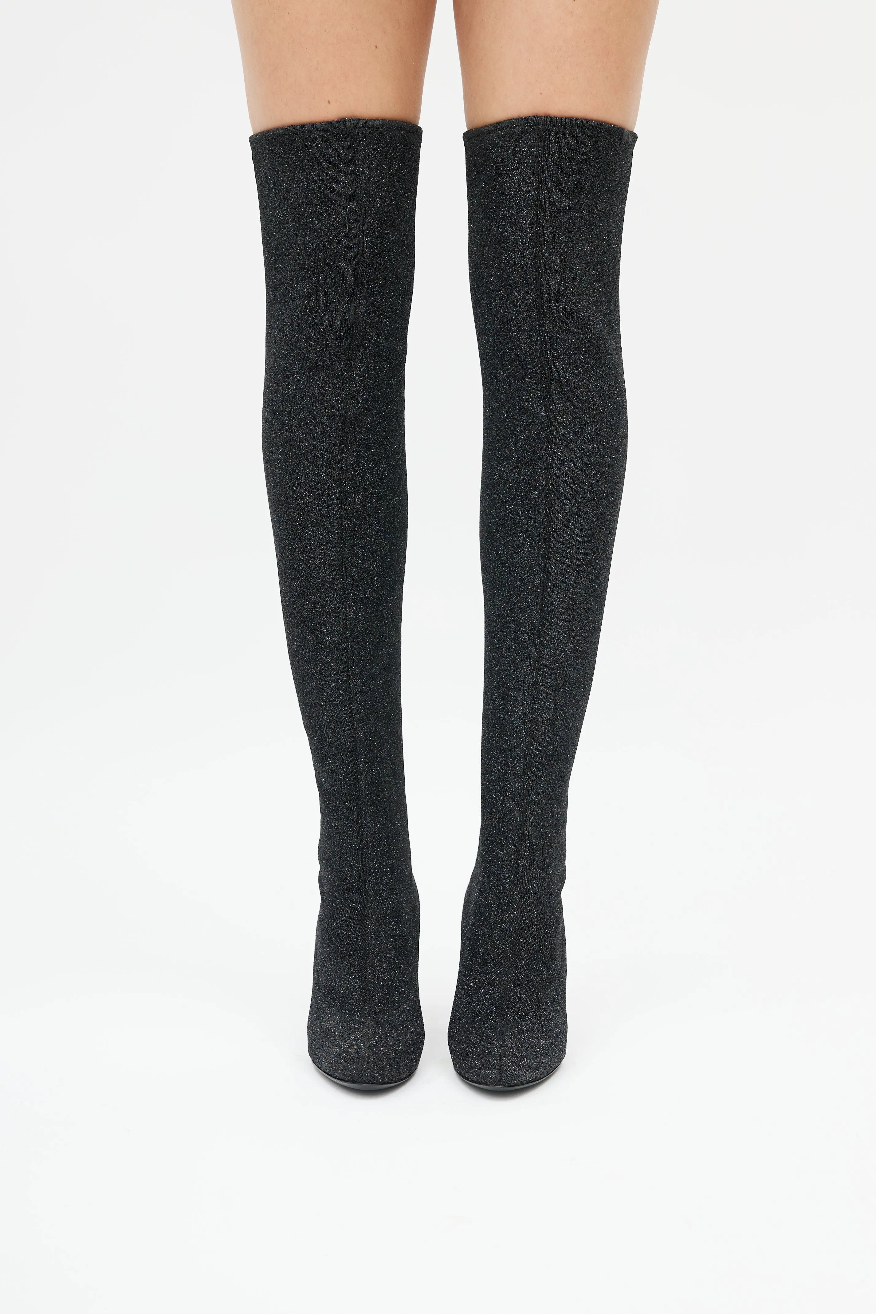 Black Glitter Felicity Over The Knee Boot