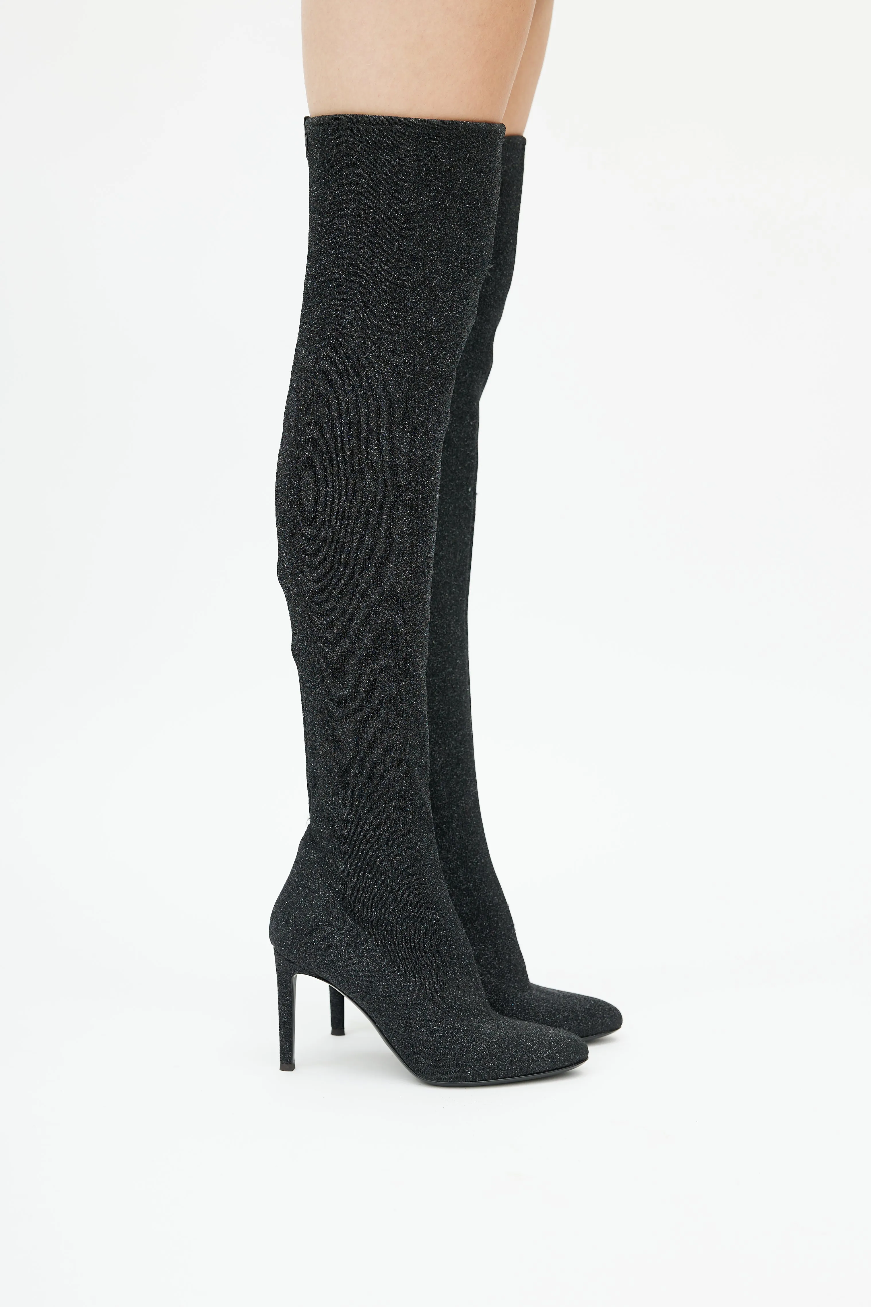 Black Glitter Felicity Over The Knee Boot