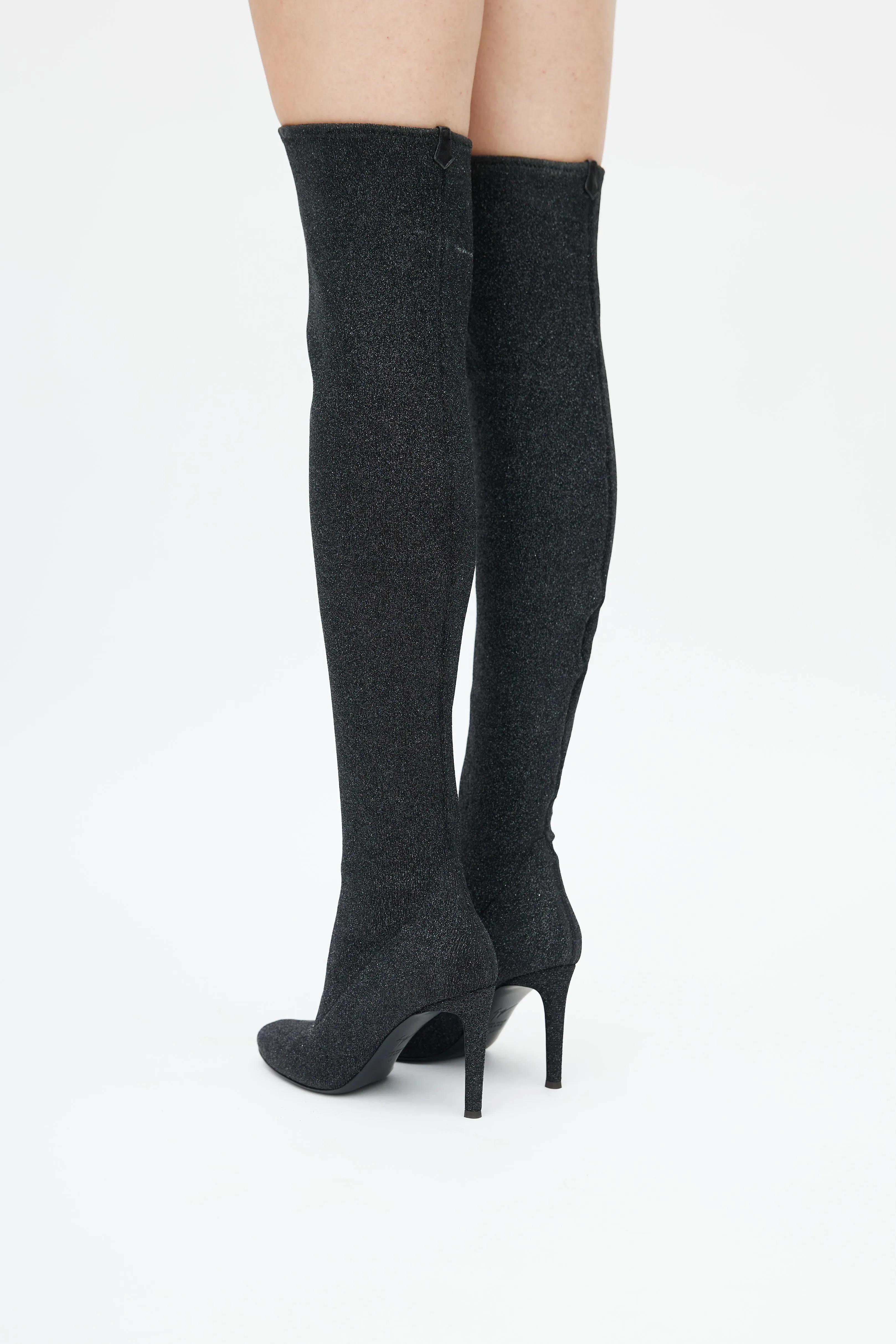 Black Glitter Felicity Over The Knee Boot