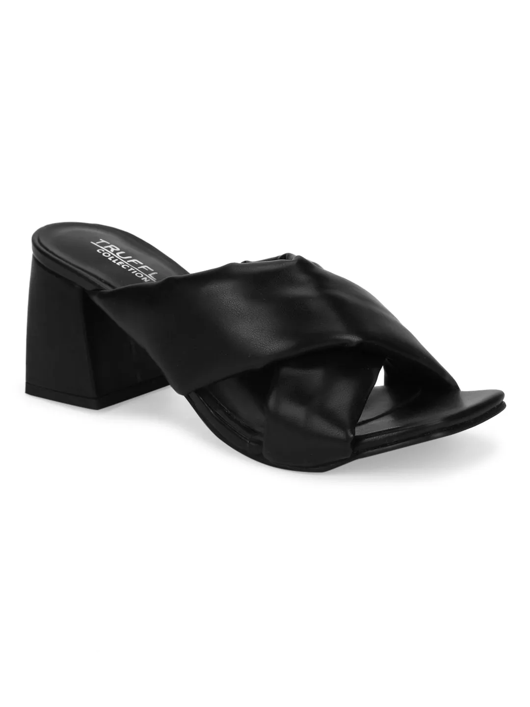 Black PU Crossover Quilted Mules (TC-ST-1230-BLKPU)