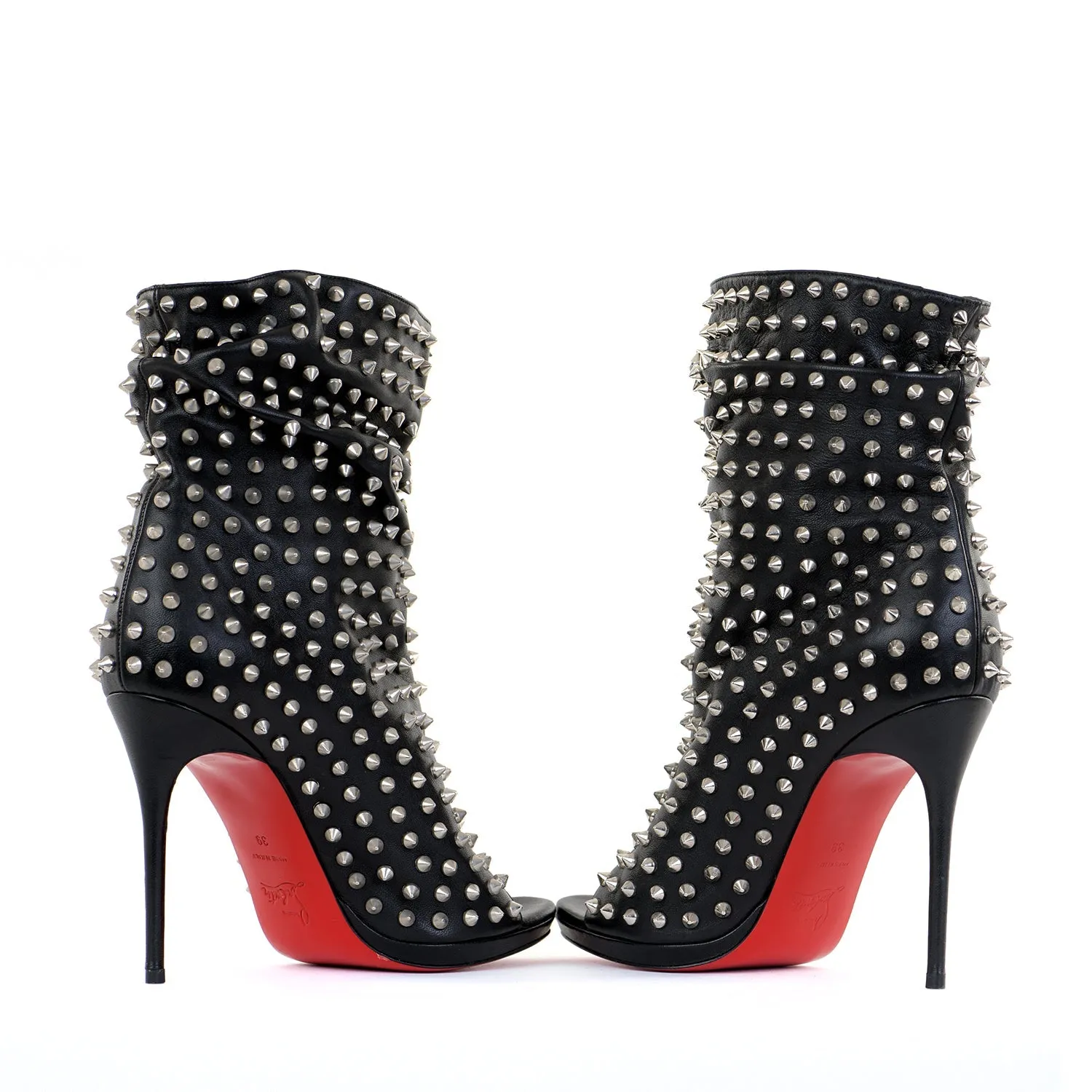 Black Studded Peep-Toe Boots