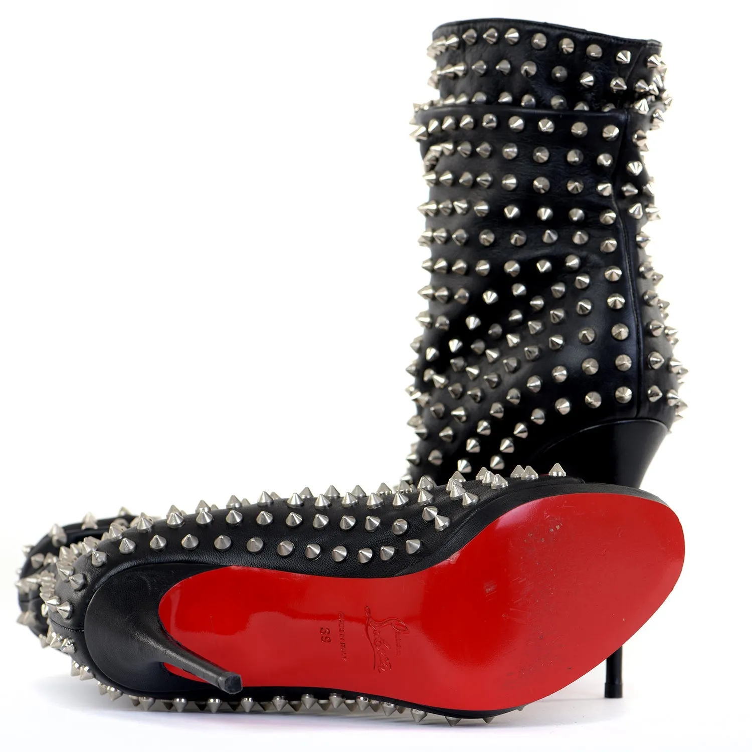 Black Studded Peep-Toe Boots