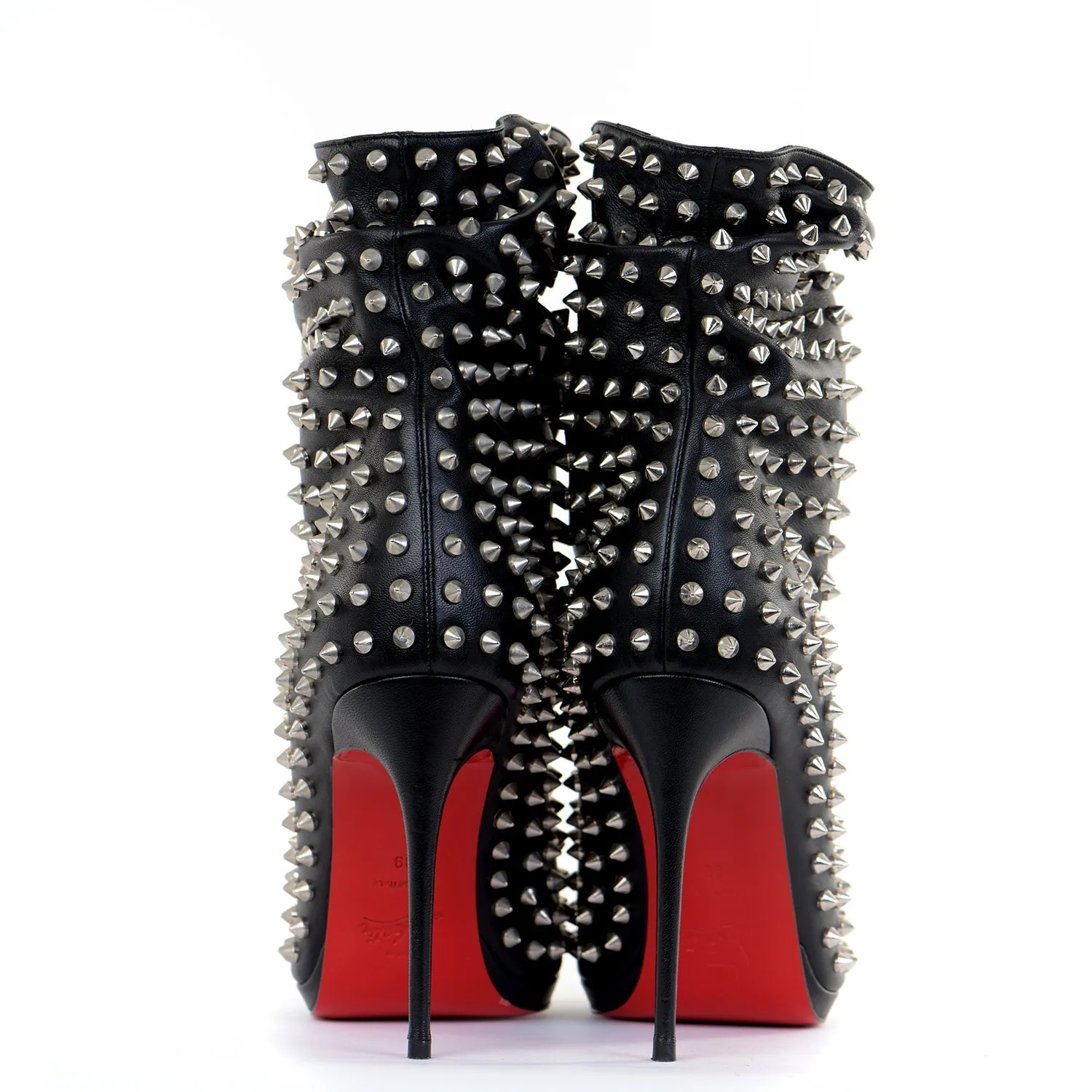 Black Studded Peep-Toe Boots