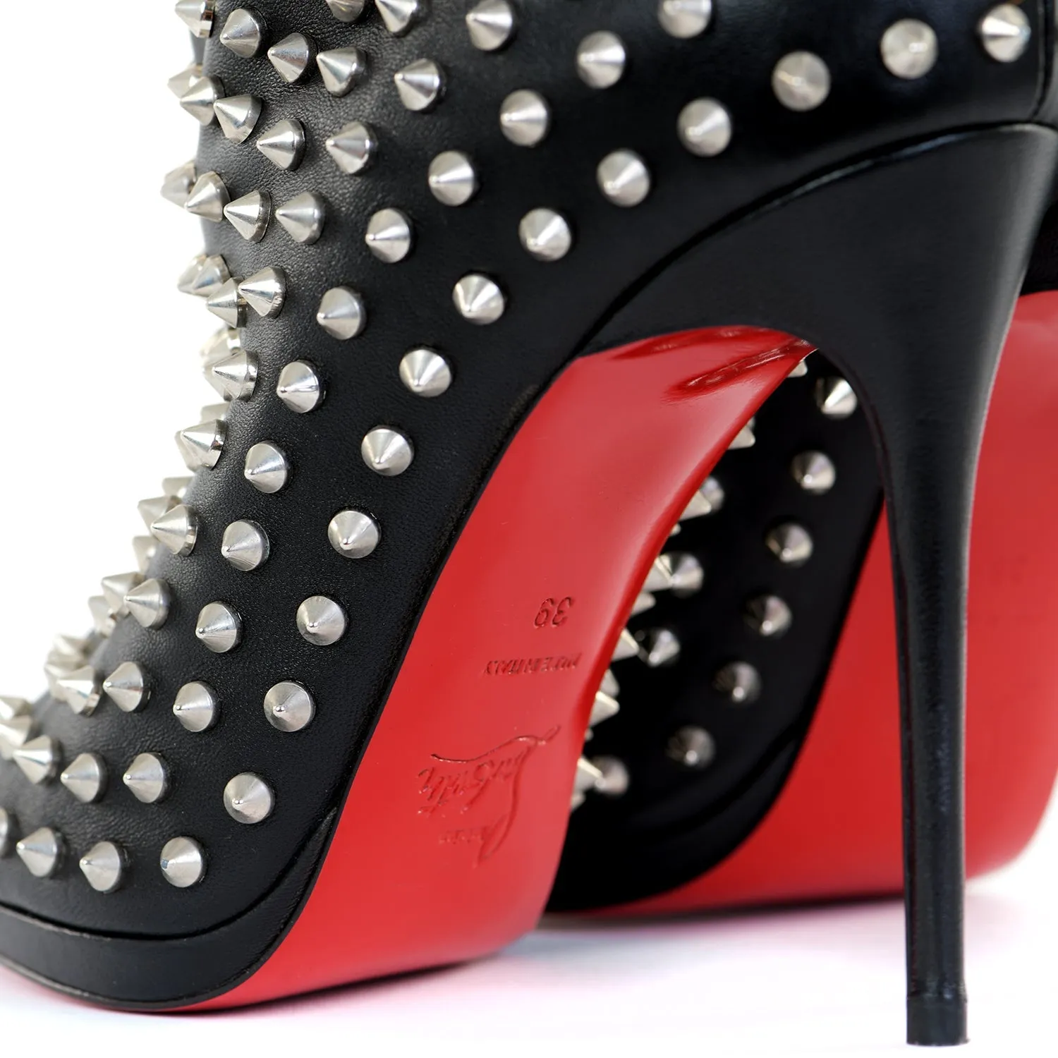 Black Studded Peep-Toe Boots