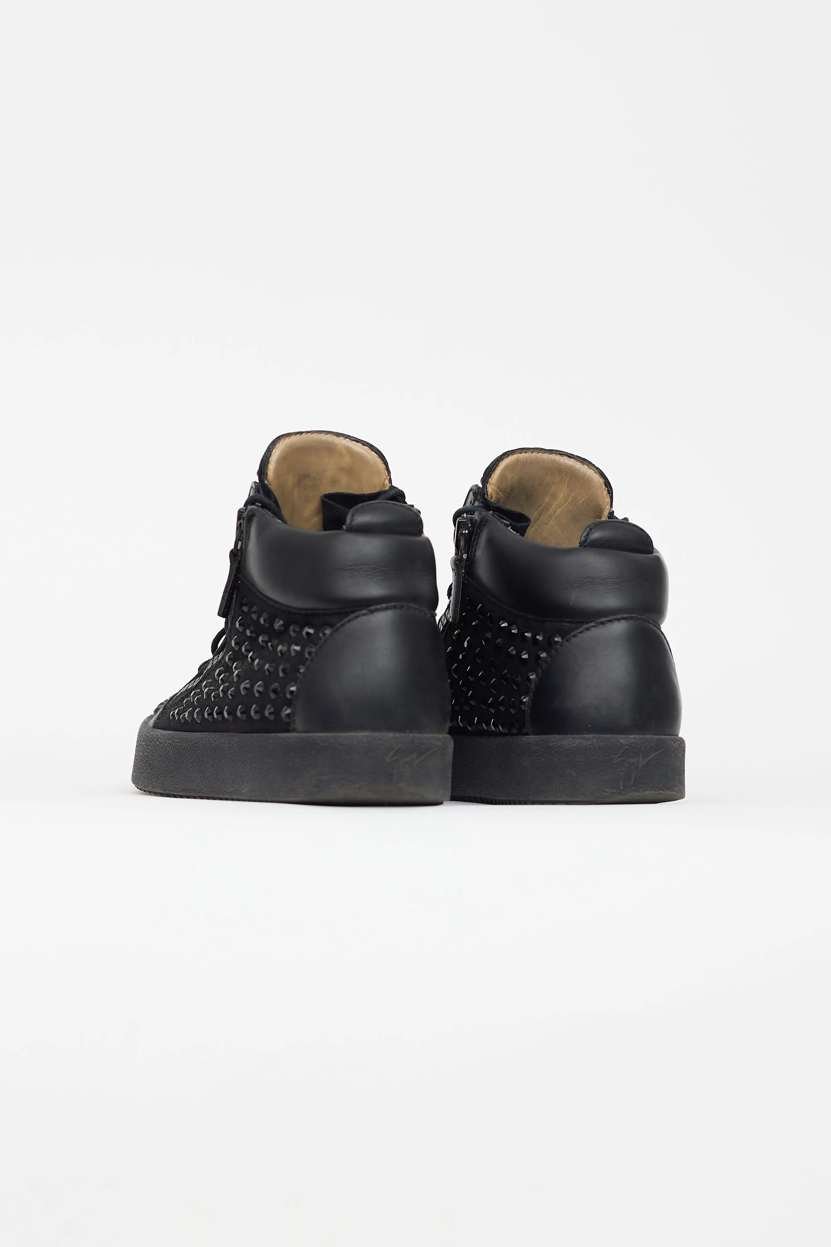 Black Suede Studded High Top Sneaker