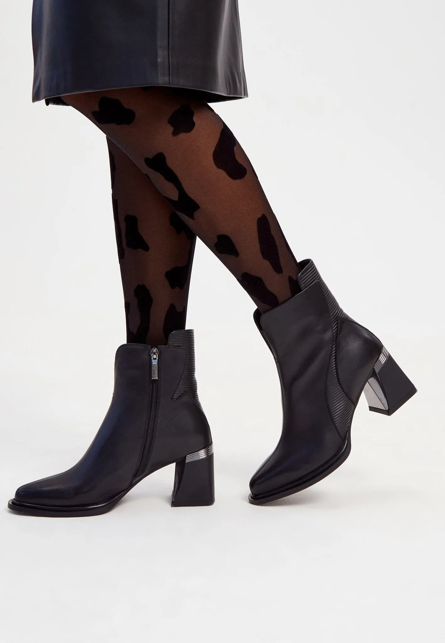 Block Heel Ankle Boots - Black