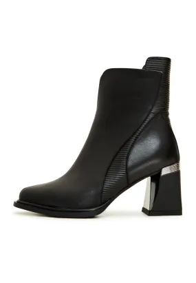 Block Heel Ankle Boots - Black