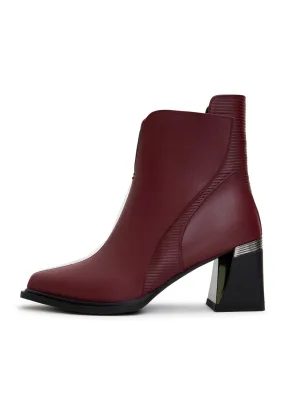 Block Heel Ankle Boots - Bordeaux