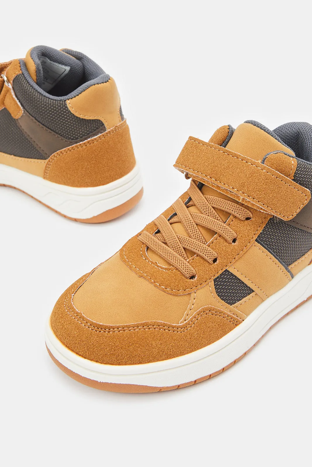 Boys Tan Color Block High Top