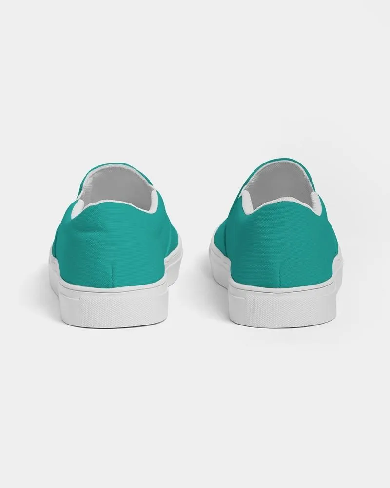 Bright Blue Cool Green Slip-On Canvas Sneakers | Women's | Bright Pure Blue Cool Green | C100M0Y50K0