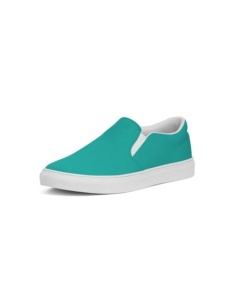 Bright Blue Cool Green Slip-On Canvas Sneakers | Women's | Bright Pure Blue Cool Green | C100M0Y50K0