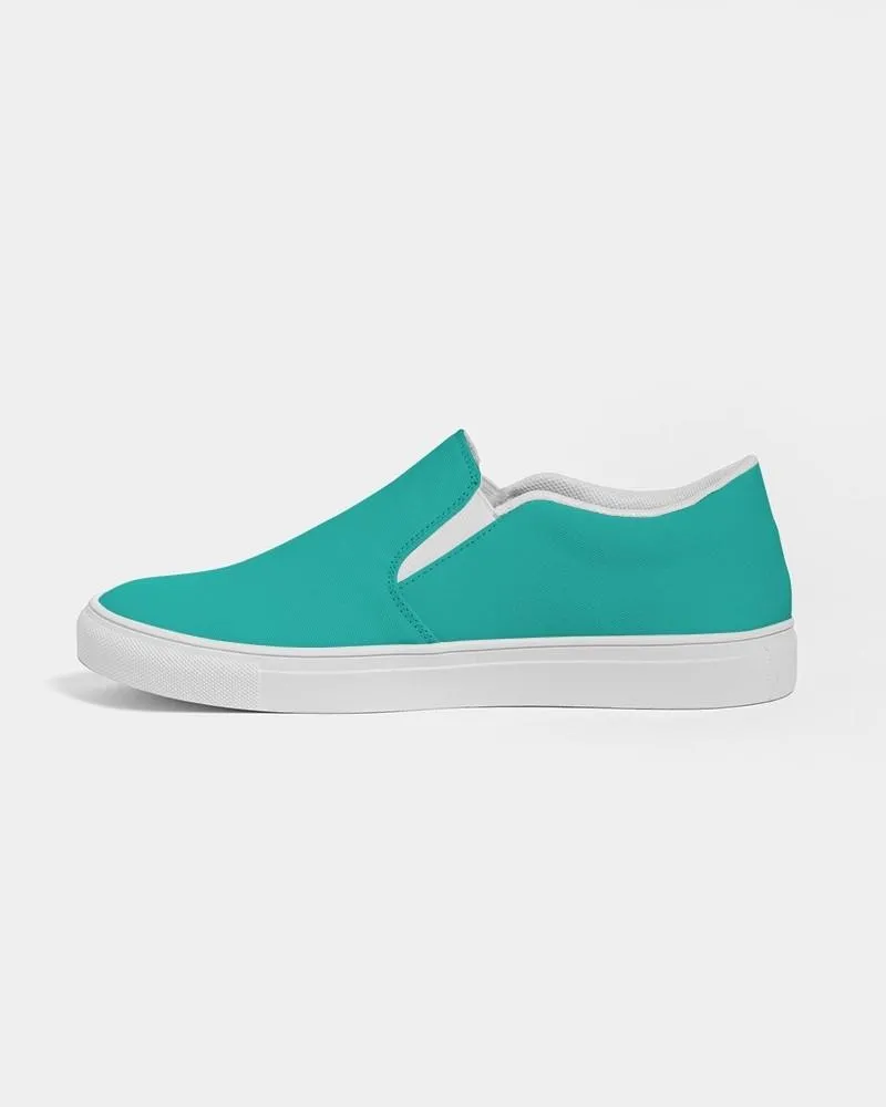 Bright Blue Cool Green Slip-On Canvas Sneakers | Women's | Bright Pure Blue Cool Green | C100M0Y50K0