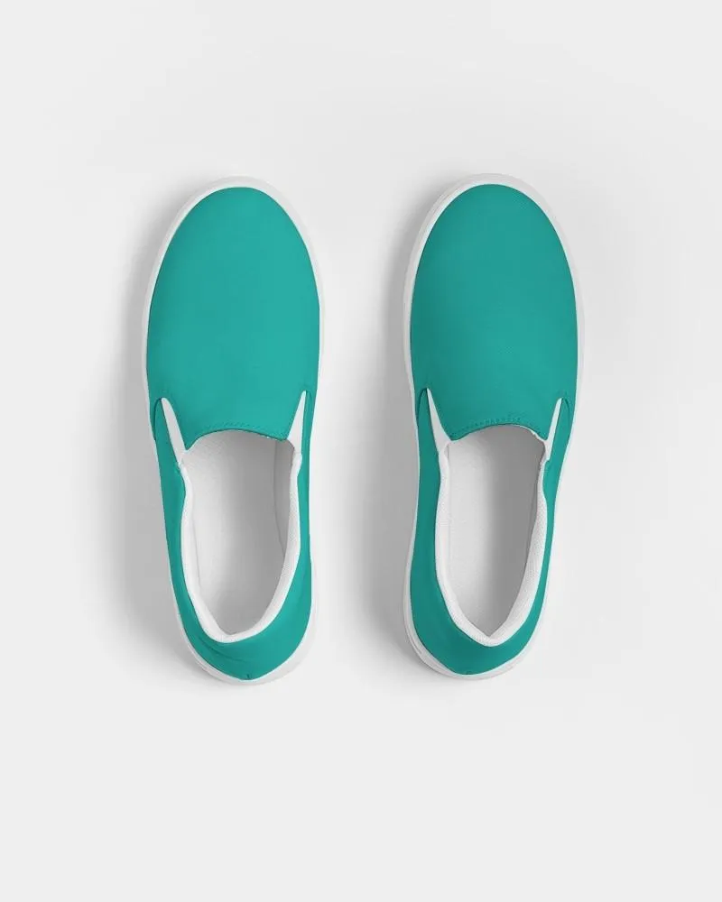 Bright Blue Cool Green Slip-On Canvas Sneakers | Women's | Bright Pure Blue Cool Green | C100M0Y50K0