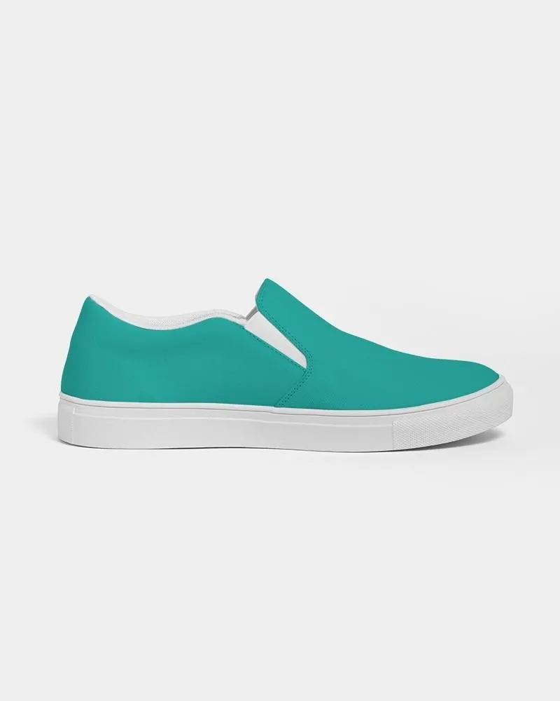 Bright Blue Cool Green Slip-On Canvas Sneakers | Women's | Bright Pure Blue Cool Green | C100M0Y50K0