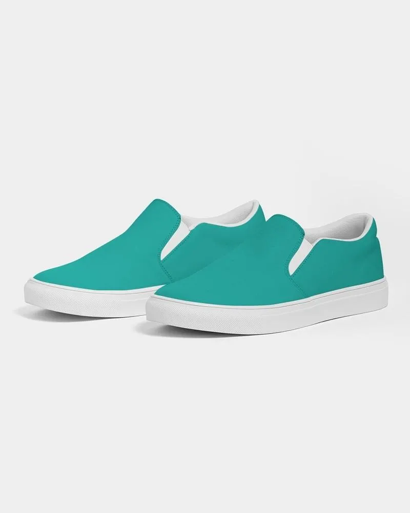 Bright Blue Cool Green Slip-On Canvas Sneakers | Women's | Bright Pure Blue Cool Green | C100M0Y50K0