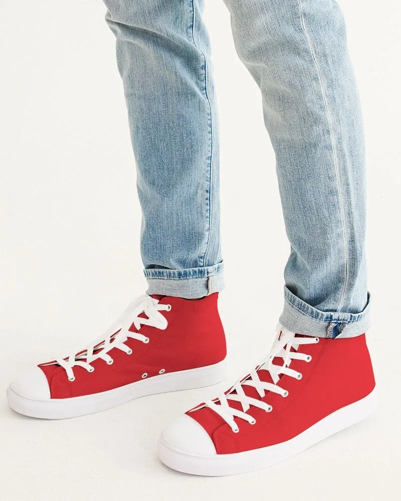 Bright Red Men's High-top Canvas Sneakers | Men's | Bright Pure Red | C0M100Y100K0