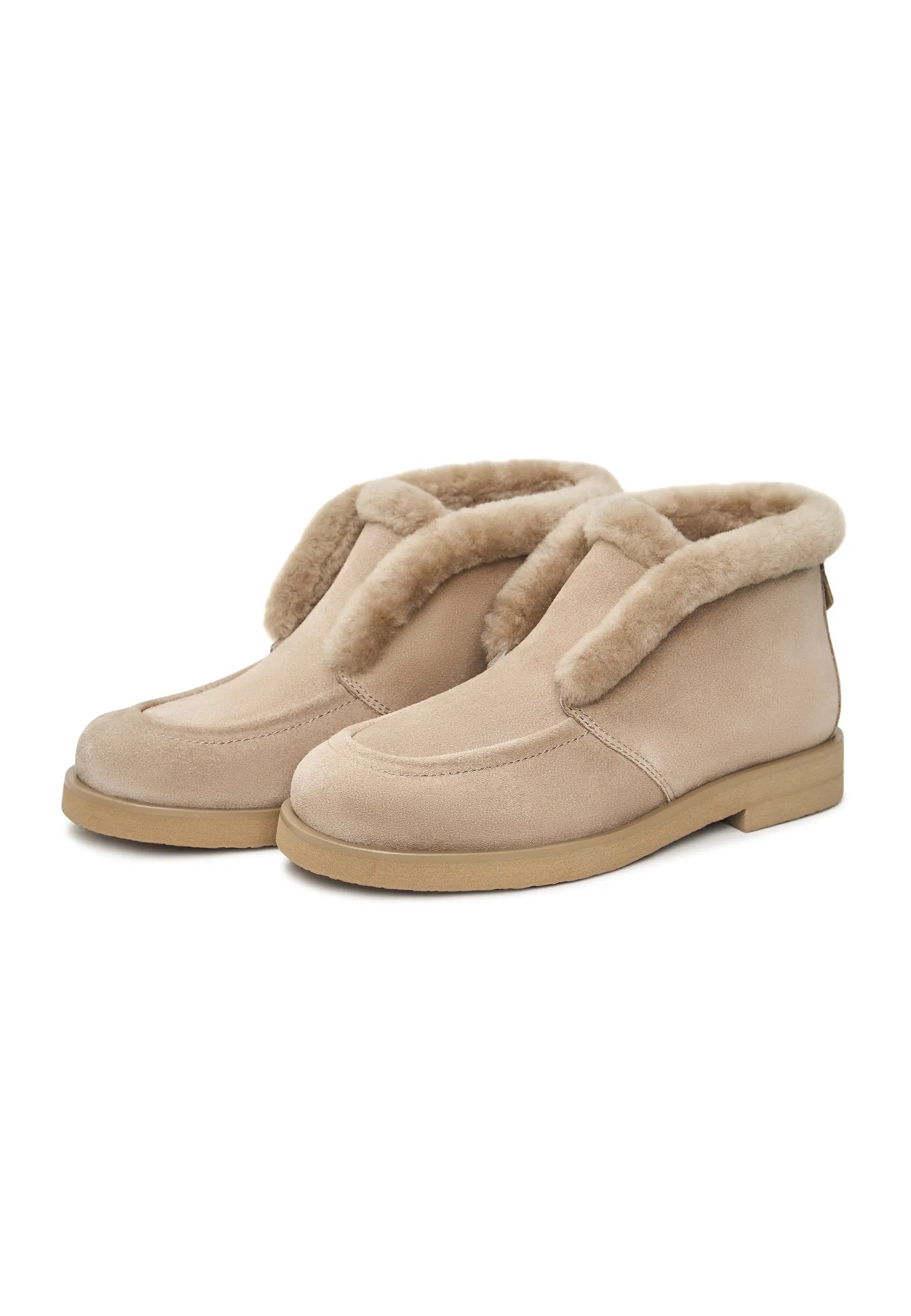 Cozy Suede Fur-Lined Boots Gerda - Beige