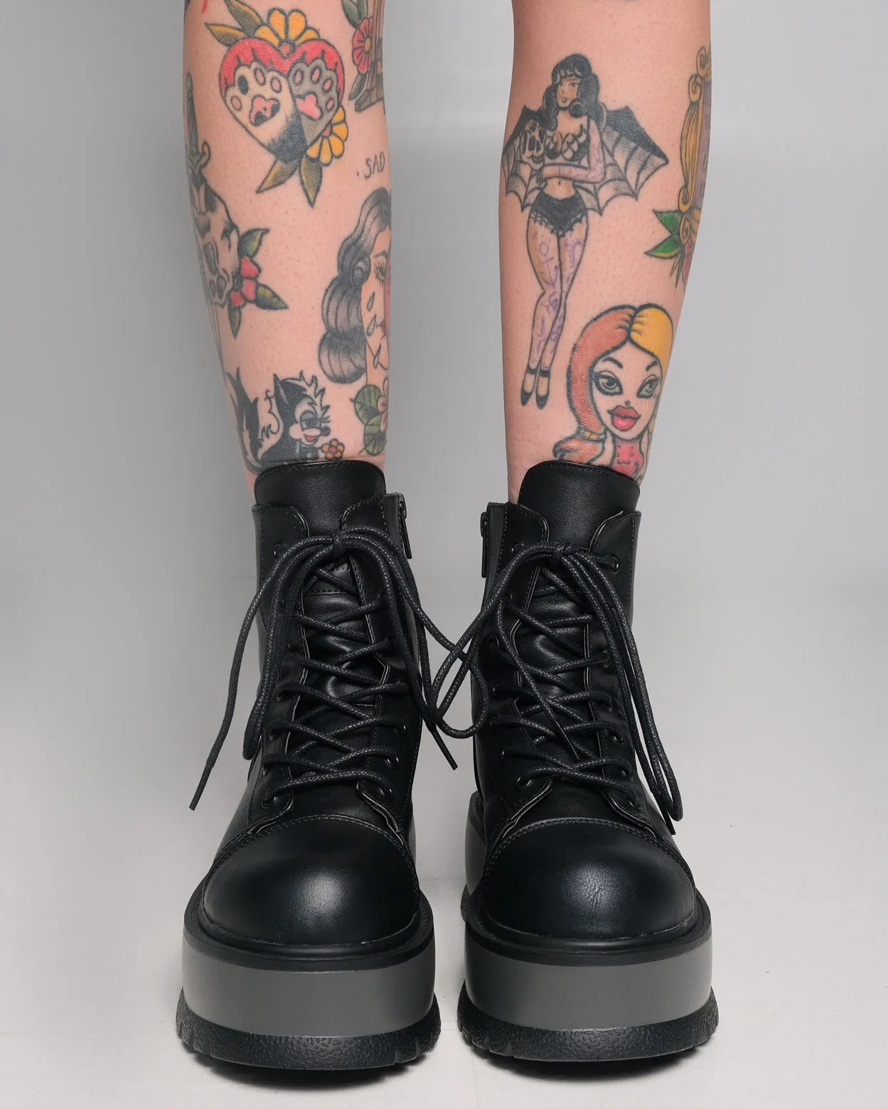 Demonia Slacker Black Combat Ankle Boots