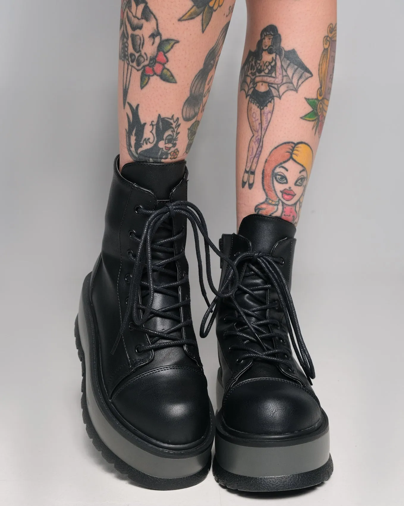 Demonia Slacker Black Combat Ankle Boots