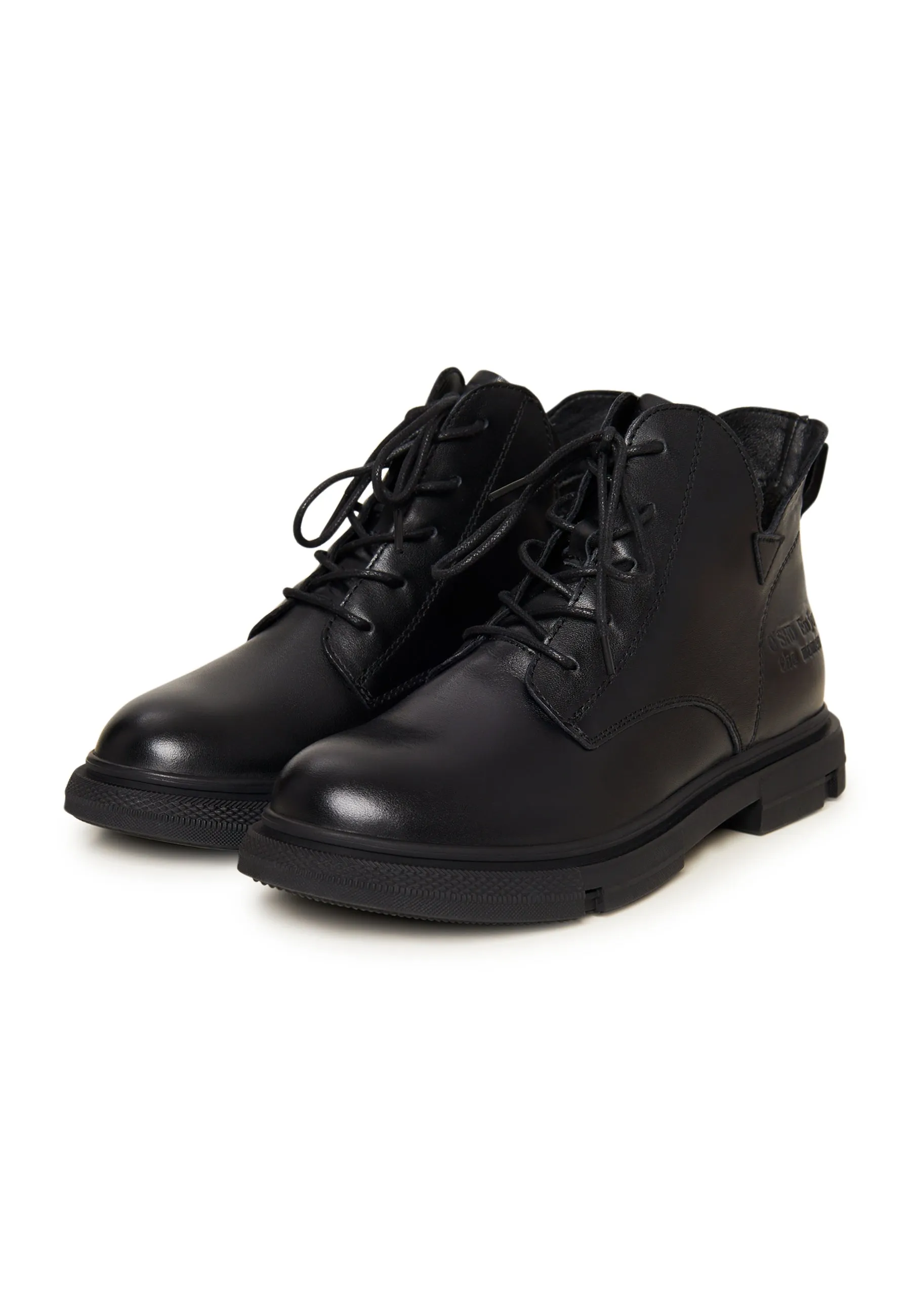 Flat Sole Ankle Boots - Black