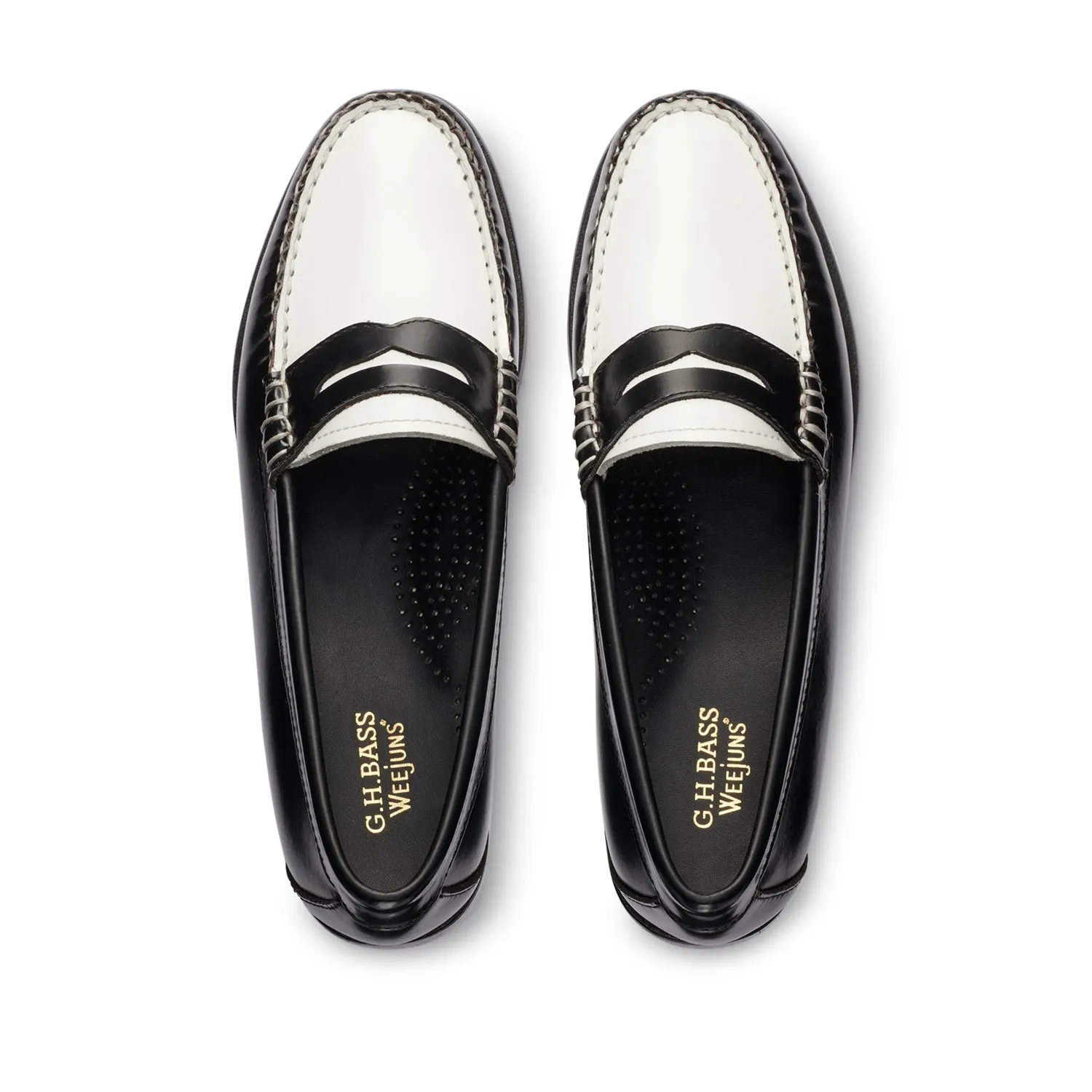 G.H. Bass Women's Whitney Weejun in Black/White