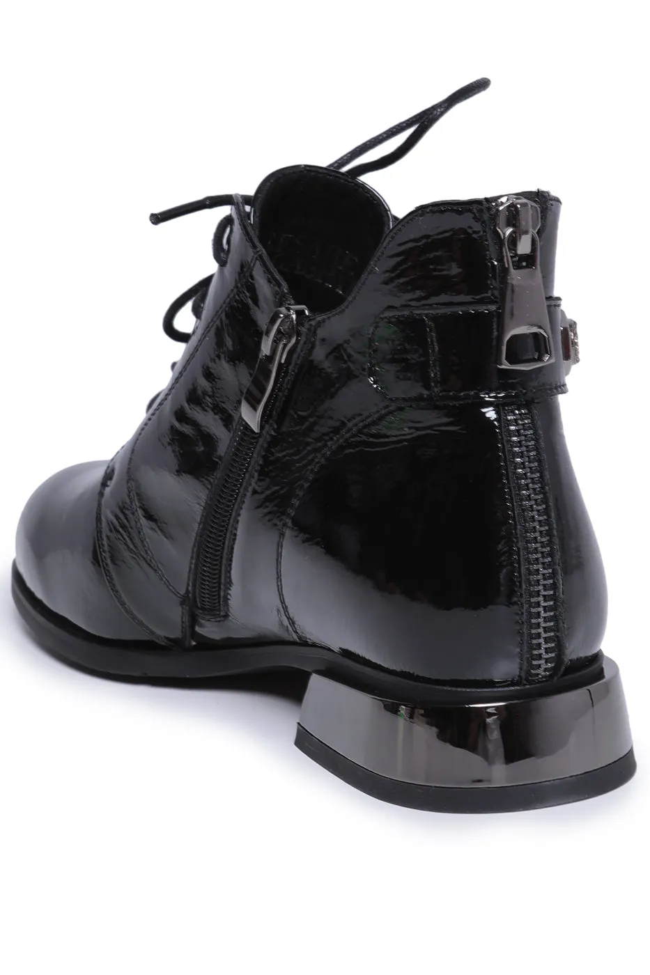 Gloss Lace-Up Ankle Boots Margo - Black