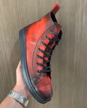 HIGH TOP SMOKE deep red sneakers