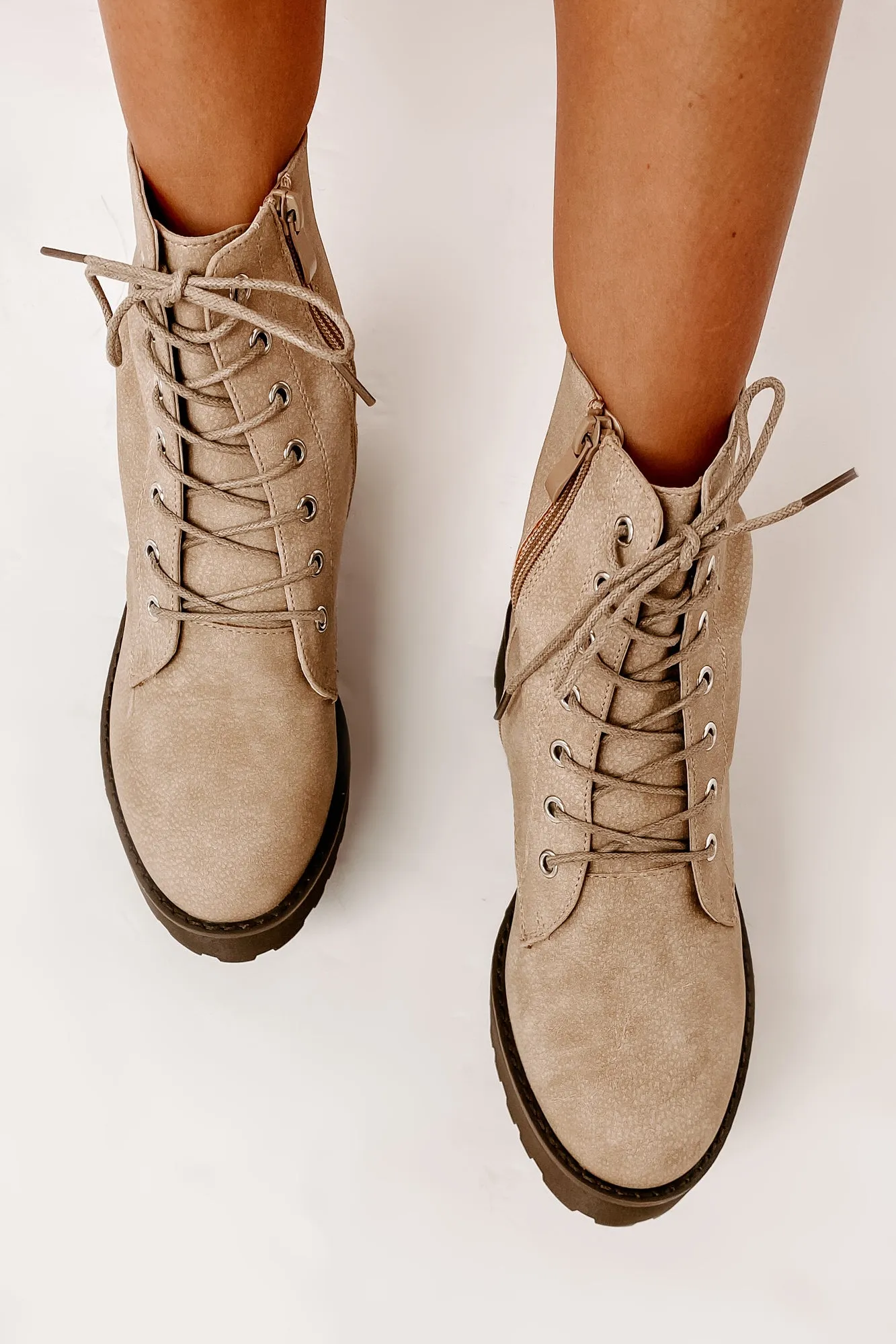 IMPERFECT Fearless Leader Chunky Faux Leather Combat Boot (Natural)