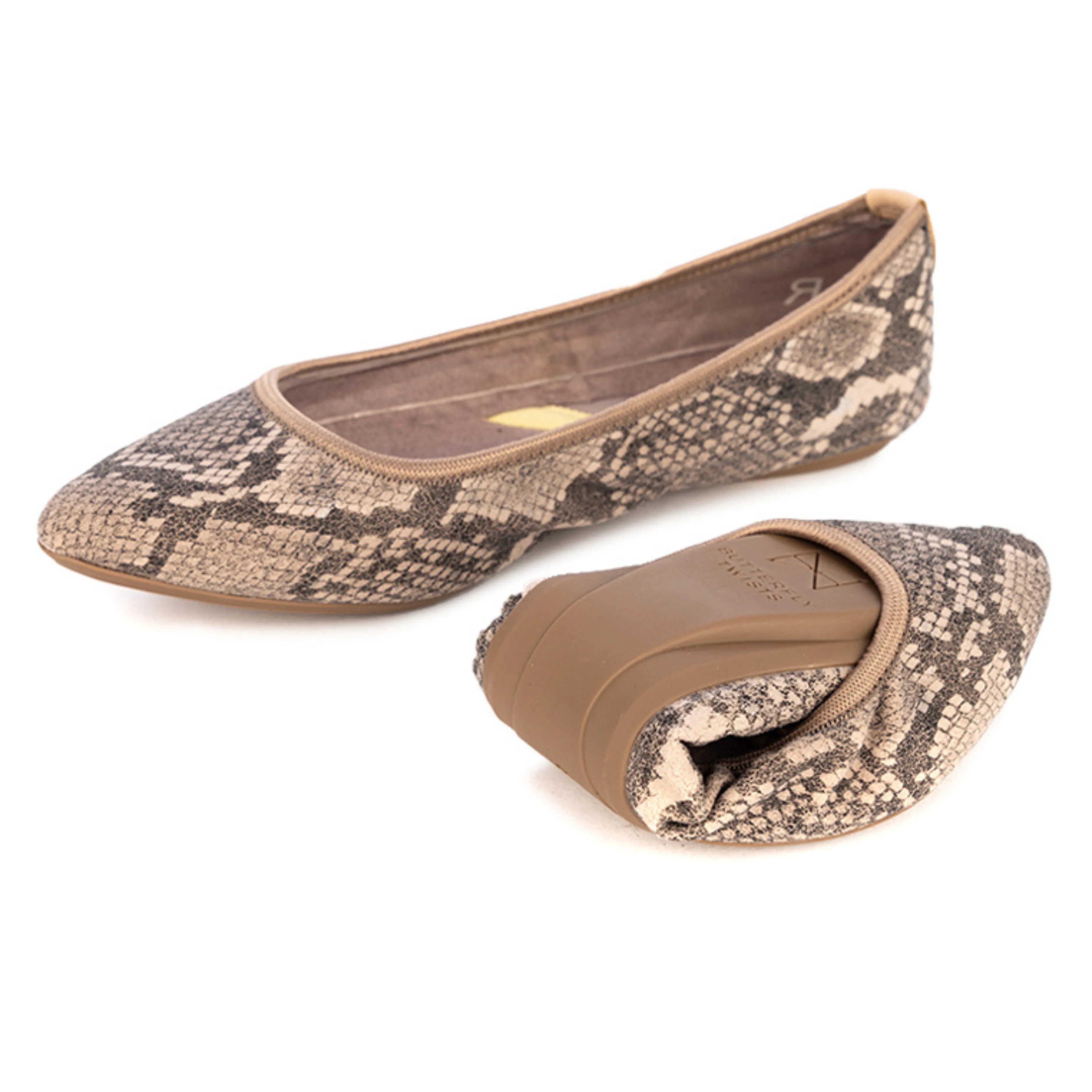 JANEY Ballet Flat Shoes - Tan Cobra