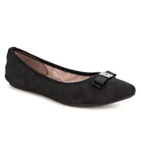 JASMINE Ballet Flat Shoes - Black Burnished Suede