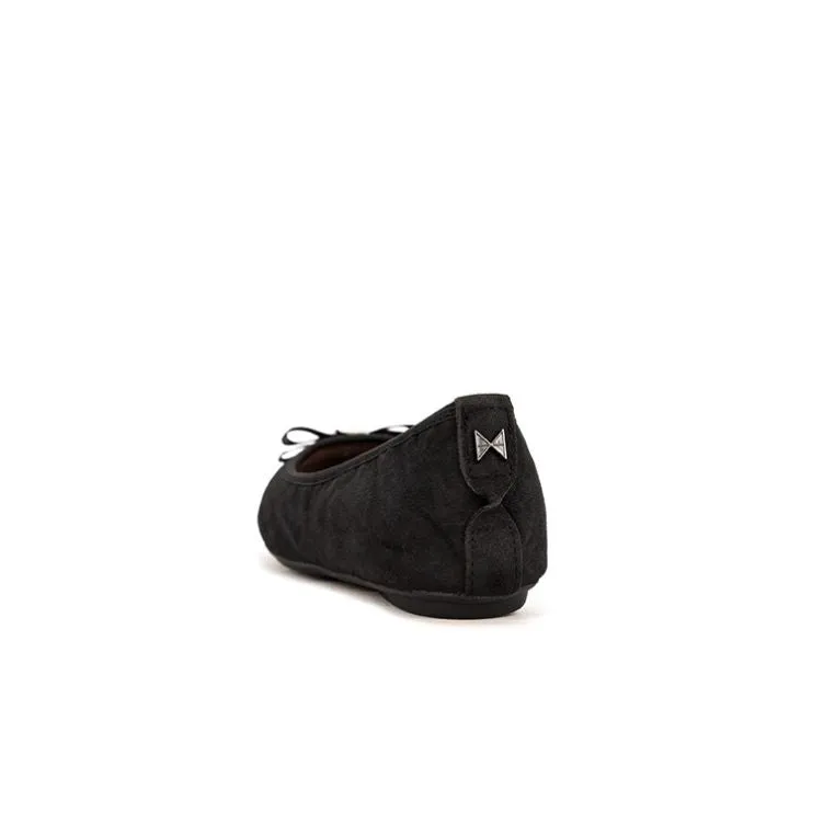 JASMINE Ballet Flat Shoes - Black Burnished Suede