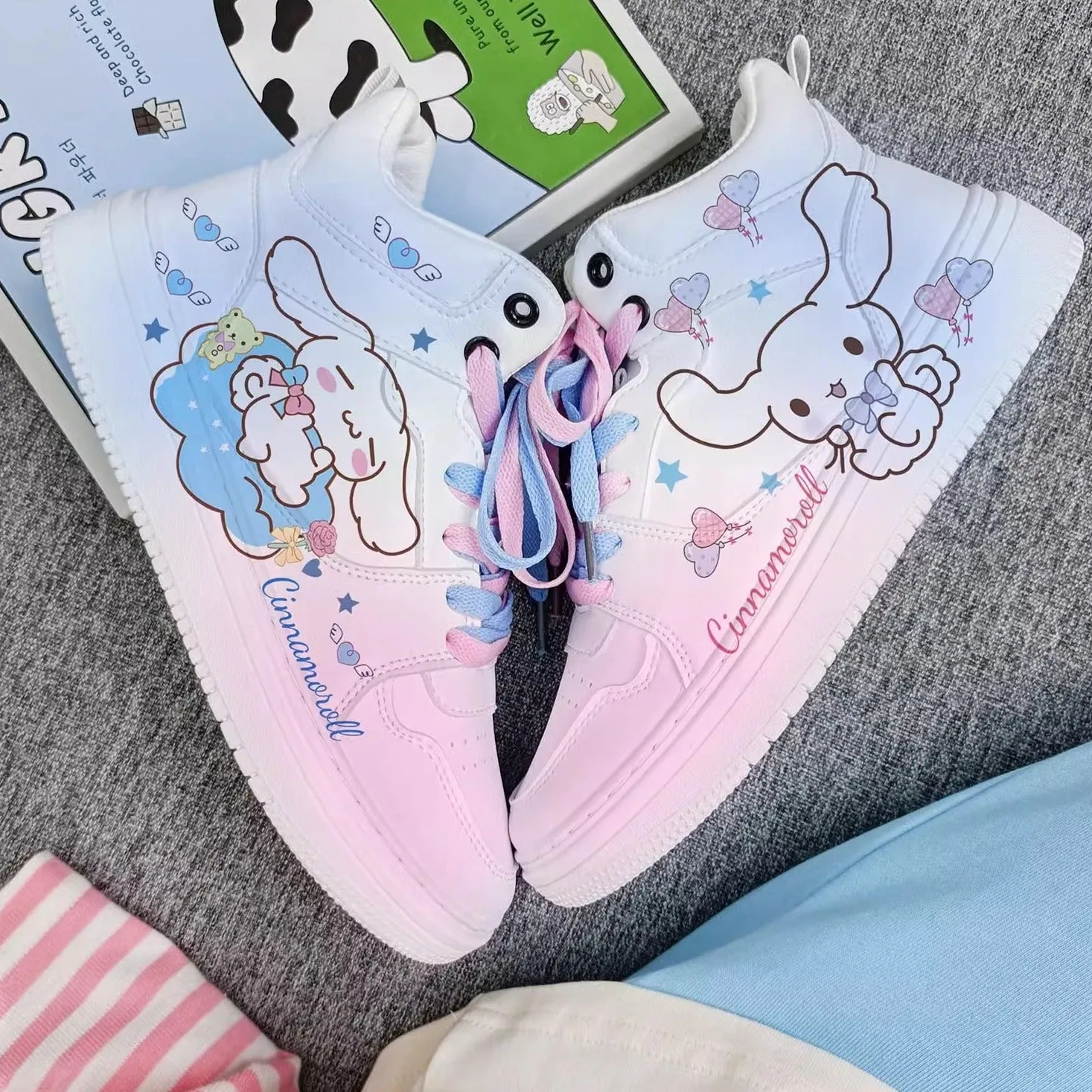 Kawaii Print High-top Sneakers