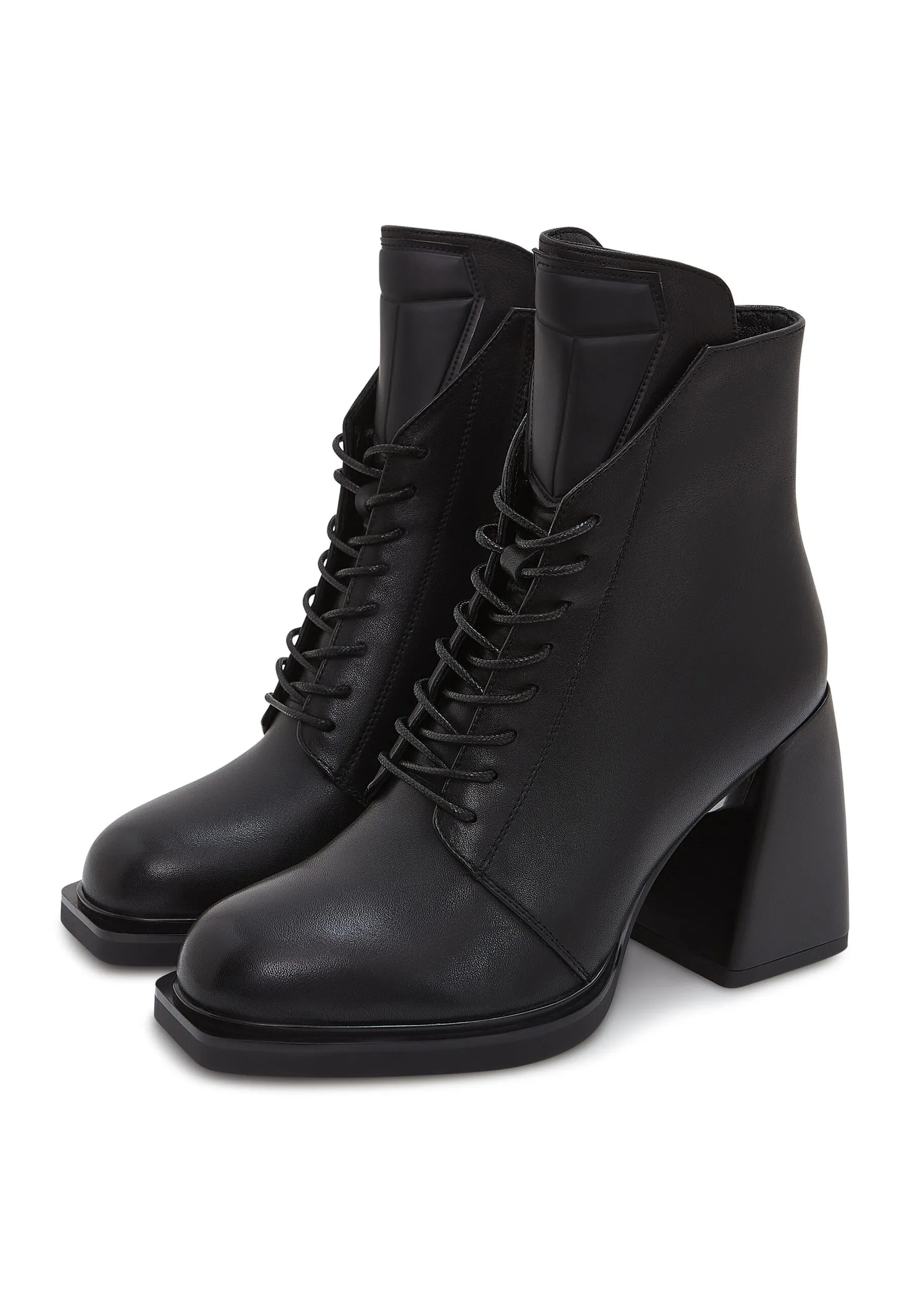 Leather Lace-Up Ankle Boots Behati - Black