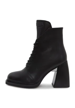 Leather Lace-Up Ankle Boots Behati - Black