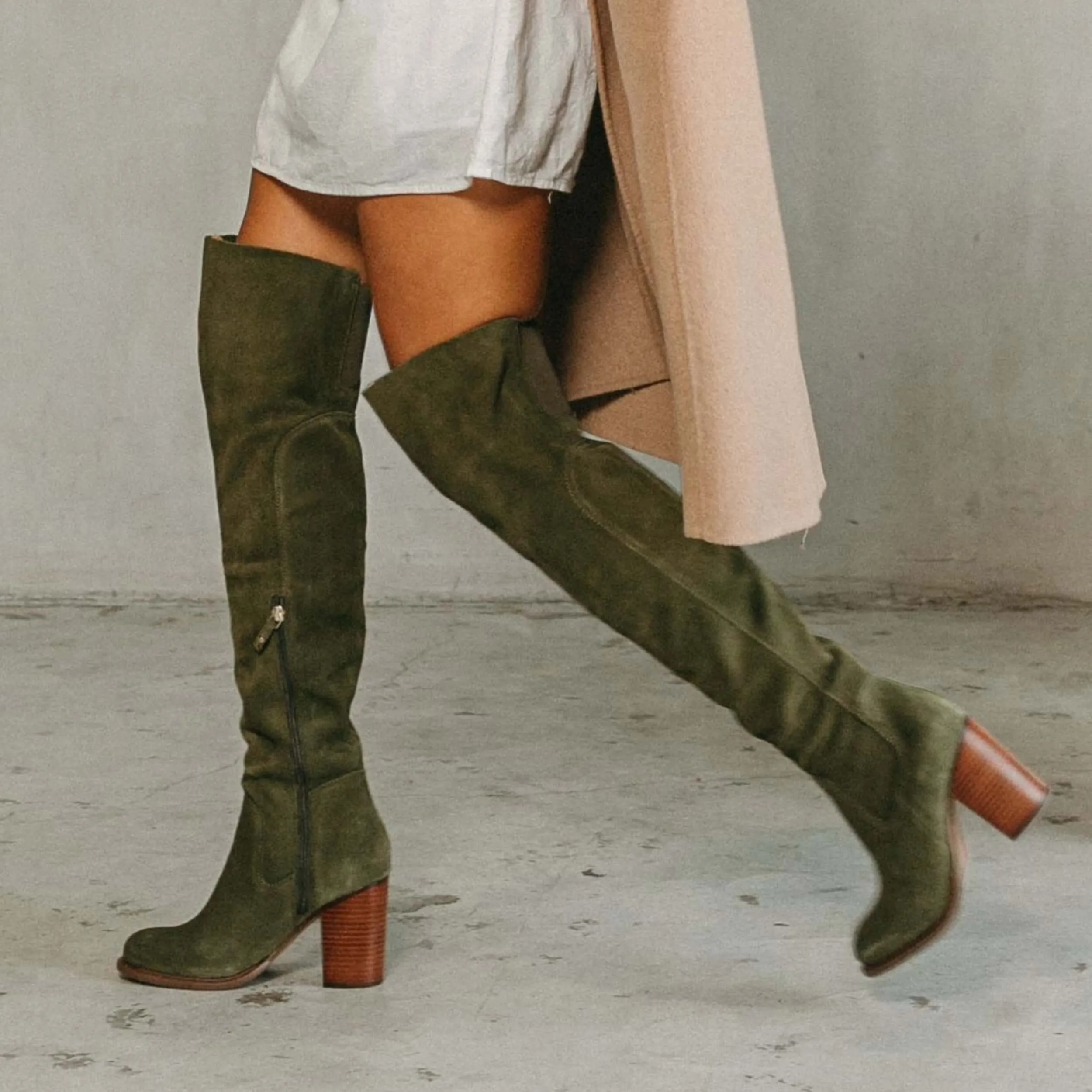 Logan Olive Over The Knee Boots