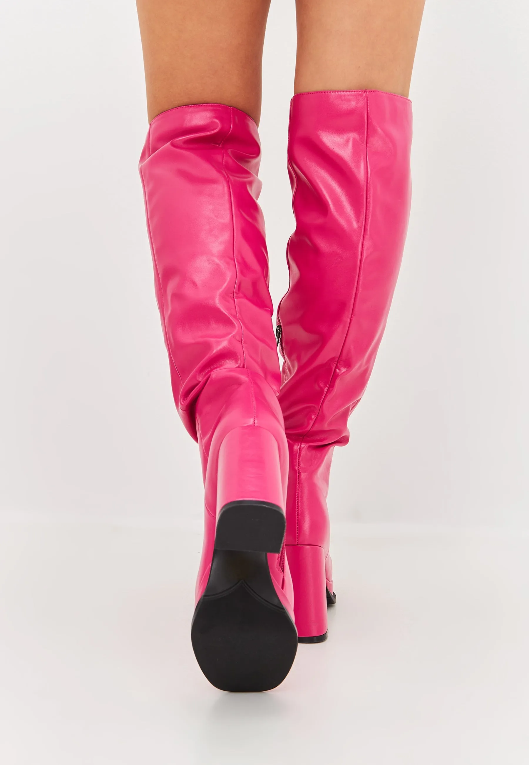 Luxury Leather Over-the-Knee Boots - Pink