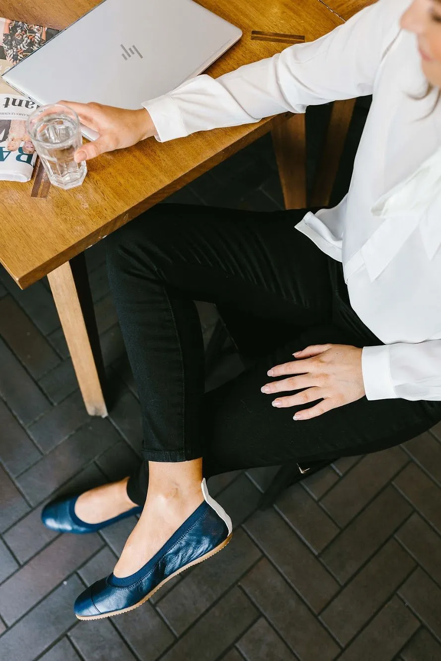 Marina - Navy with White Ballet Flat