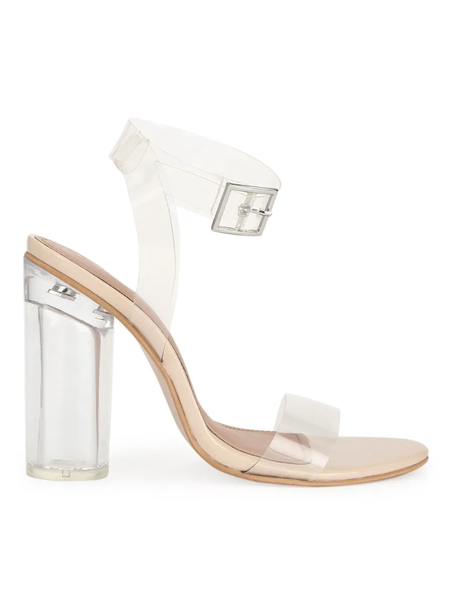 Nude Patent Perspex High Block Heels