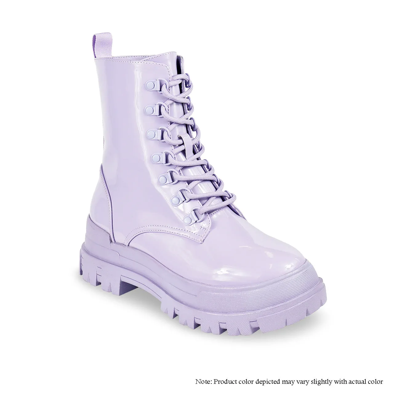 NUNES-1 COMBAT BOOTS W/ PATENT DETAILS-VIOLET