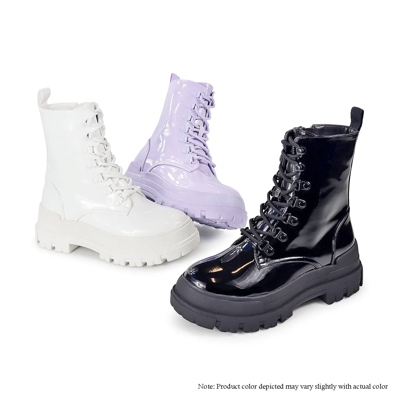 NUNES-1 COMBAT BOOTS W/ PATENT DETAILS-VIOLET