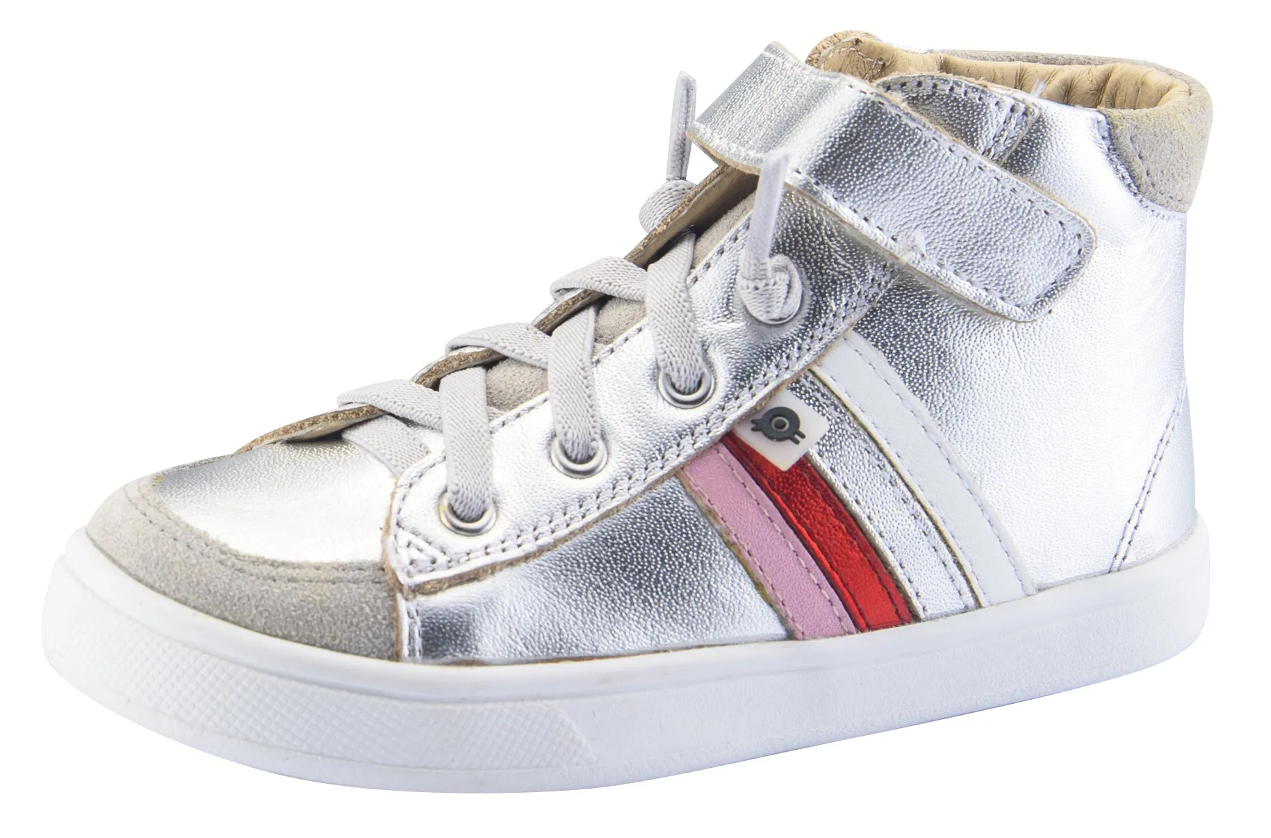 Old Soles Girl's  High-Top-RB Leather Sneakers, Silver/Pearlised Pink