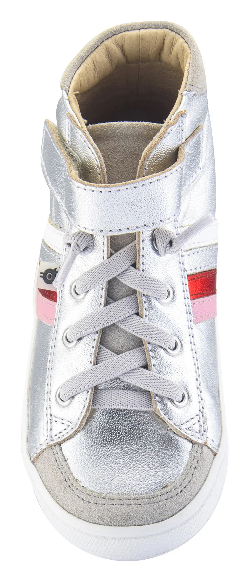 Old Soles Girl's  High-Top-RB Leather Sneakers, Silver/Pearlised Pink