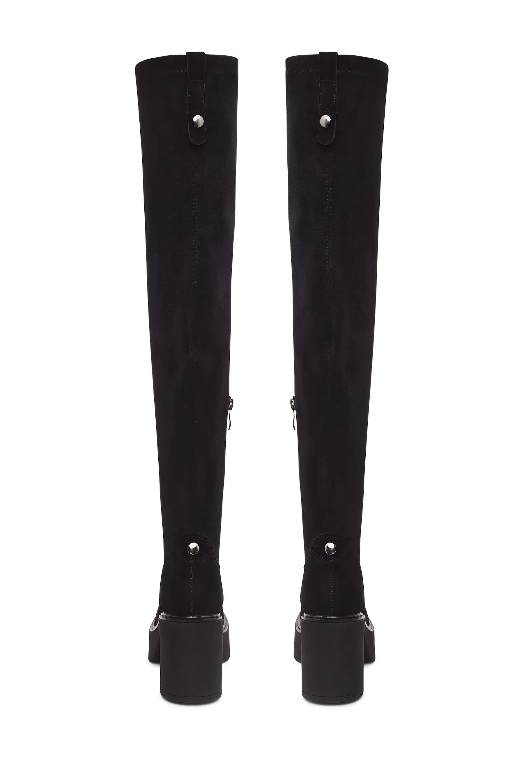 Platform Over-The-Knee Boots - Black Suede